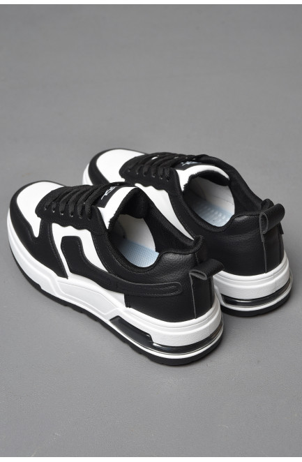 Кросівки чоловічі чорно-білого кольору на шнурівці 177213L