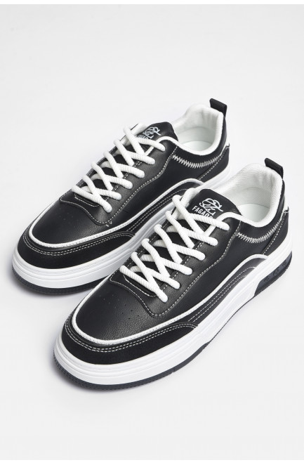 Кросівки чоловічі чорно-білого кольору на шнурівці 177214L