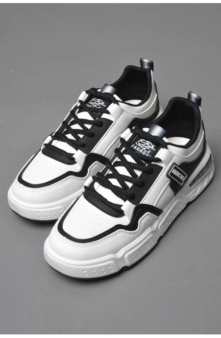 Кросівки чоловічі чорно-білого кольору на шнурівці 177244L