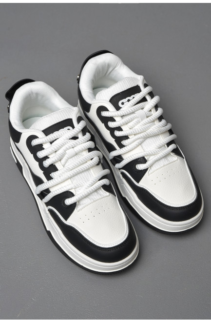Кросівки чоловічі чорно-білого кольору на шнурівці 177251L