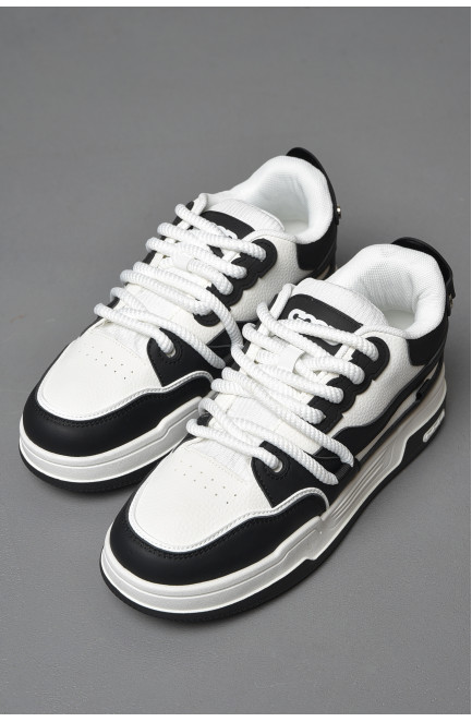 Кросівки чоловічі чорно-білого кольору на шнурівці 177251L