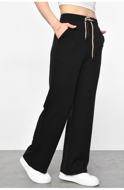 Штани жіночі напівбатальні розкльошені чорного кольору 177346L