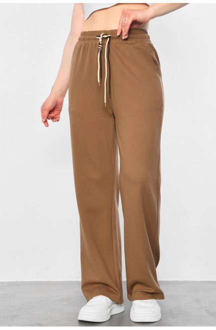 Штани жіночі напівбатальні розкльошені коричневого кольору 177348L