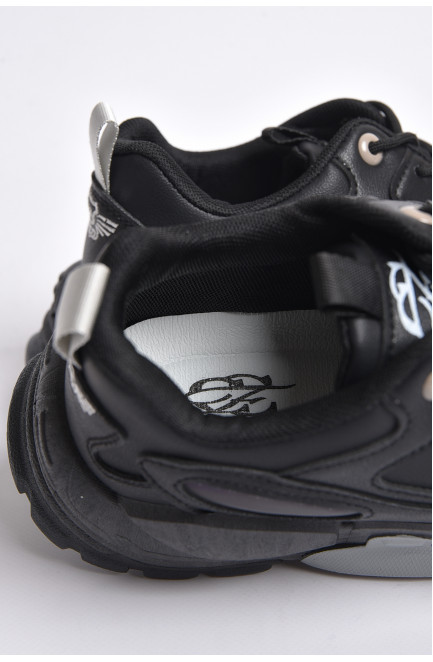 Кросівки чоловічі чорного кольору на шнурівці 177367L