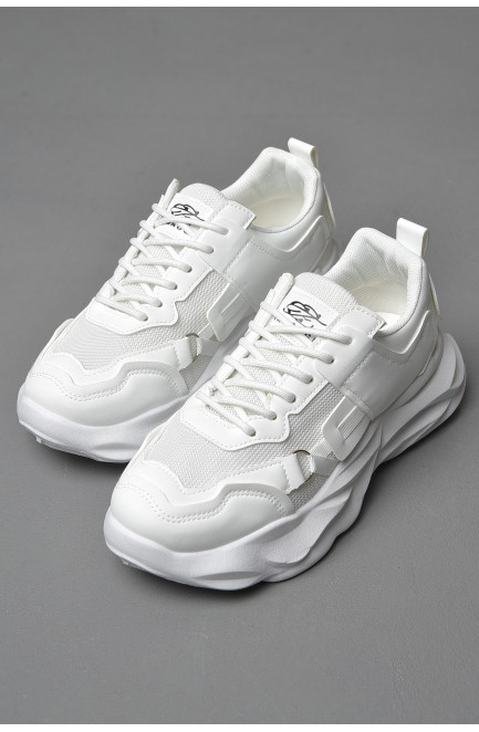 Кросівки чоловічі білого кольору на шнурівці 177368L