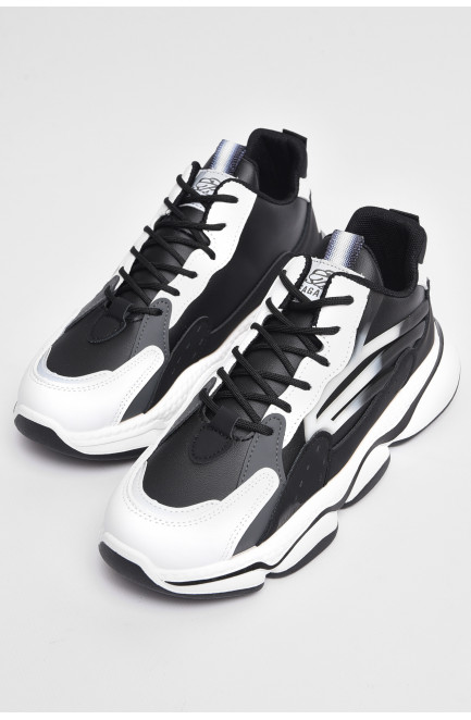 Кросівки чоловічі чорно-білого кольору на шнурівці 177369L