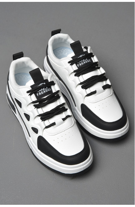 Кросівки чоловічі чорно-білого кольору на шнурівці 177370L