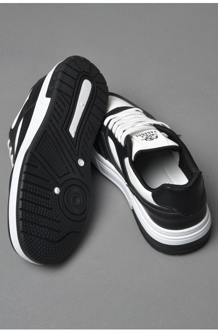 Кросівки чоловічі чорно-білого кольору на шнурівці 177379L