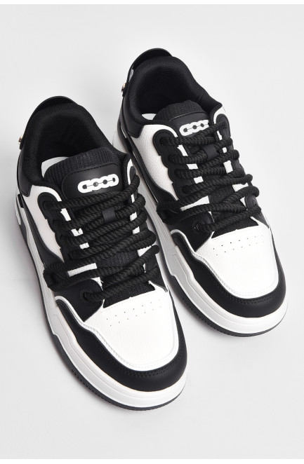 Кросівки чоловічі чорно-білого кольору на шнурівці 177380L