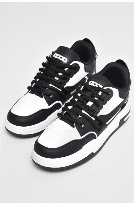 Кросівки чоловічі чорно-білого кольору на шнурівці 177380L
