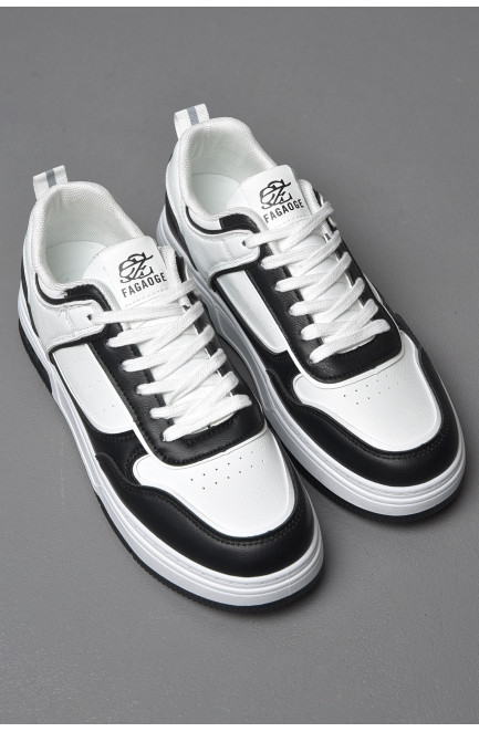 Кросівки чоловічі чорно-білого кольору на шнурівці 177387L