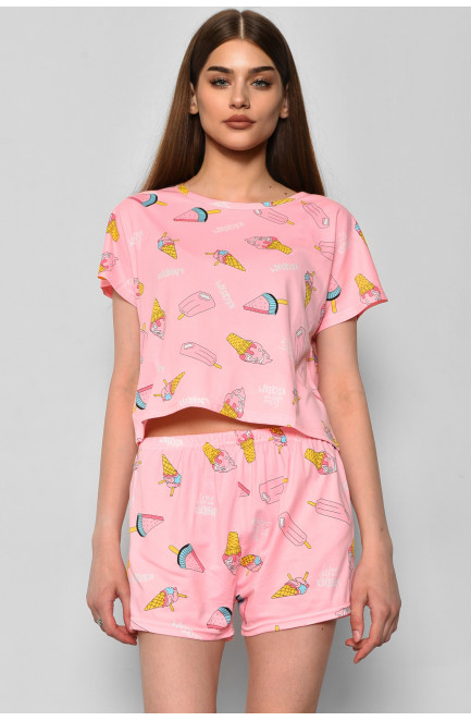 Пижама женская розового цвета с принтом 177789L