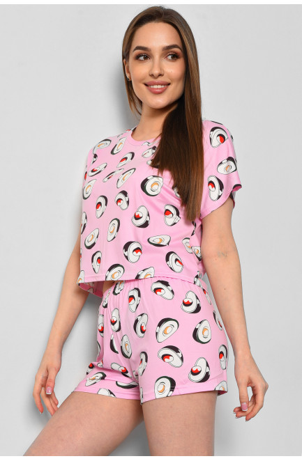 Пижама женская розового цвета с принтом 177790L