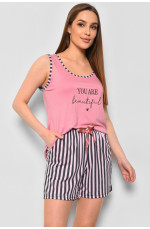 Пижама женская полубатальная розового цвета 178010L