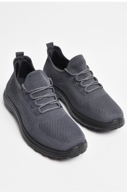 Кросівки чоловічі темно-сірого кольору на шнурівці 178154L