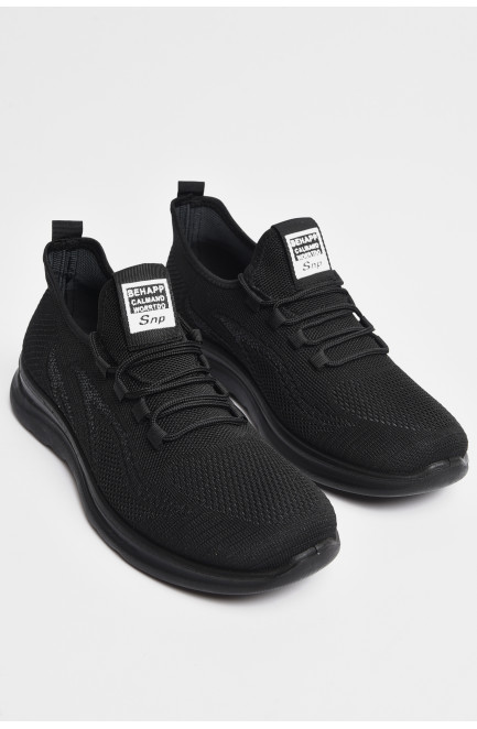 Кросівки чоловічі чорного кольору на шнурівці 178161L
