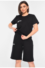 Костюм женский летний полубатальный черного цвета 178181L