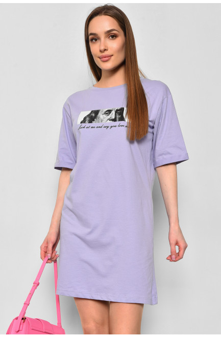 Туника женская из ткани лакоста фиолетового цвета 178189L