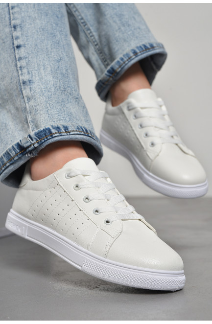 Кросівки жіночі білого кольору на шнурівці 178222L
