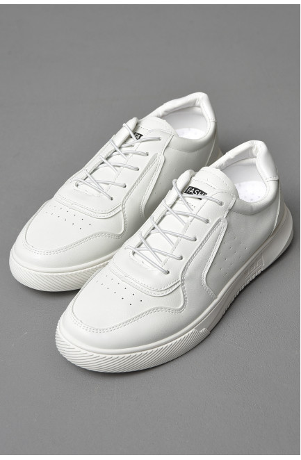 Кросівки чоловічі білого кольору на шнурівці 178226L