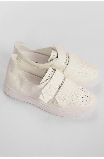 Кросівки жіночі білого кольору на ліпучці 178262L