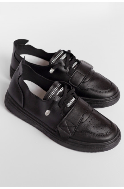Кросівки жіночі чорного кольору на ліпучці 178268L