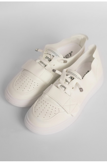 Кросівки жіночі білого кольору на ліпучці 178270L