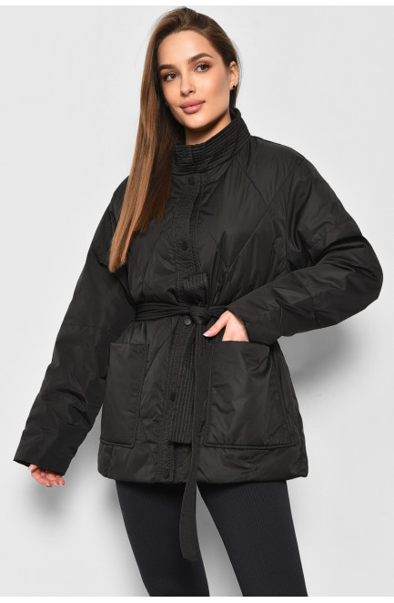 Куртка жіноча демісезонна напівбатальна чорного кольору 178380L