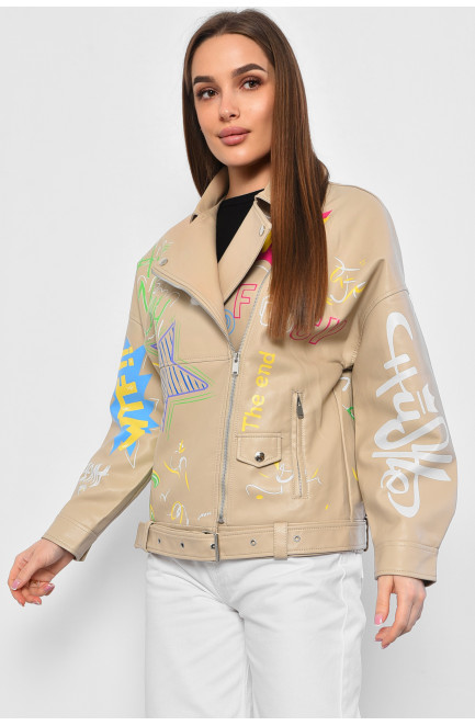 Куртка женская из экокожи бежевого цвета 178505L