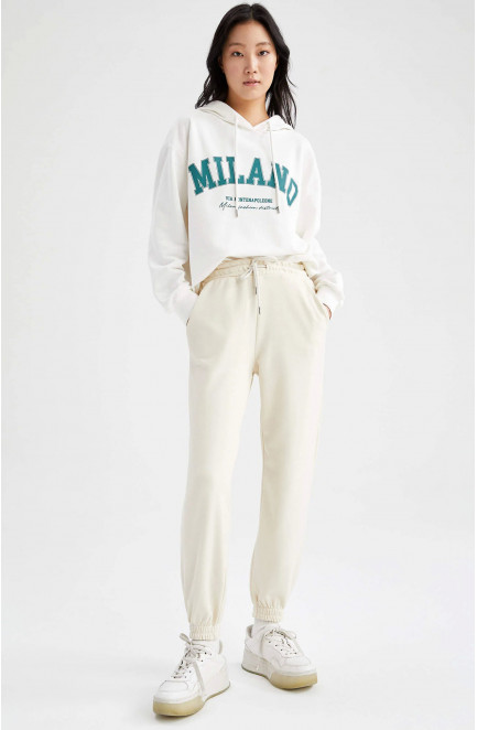 Спортивные штаны женские молочного  цвета 178828L