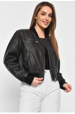 Куртка жіноча з екошкіри  темно-сірого кольору 178934L