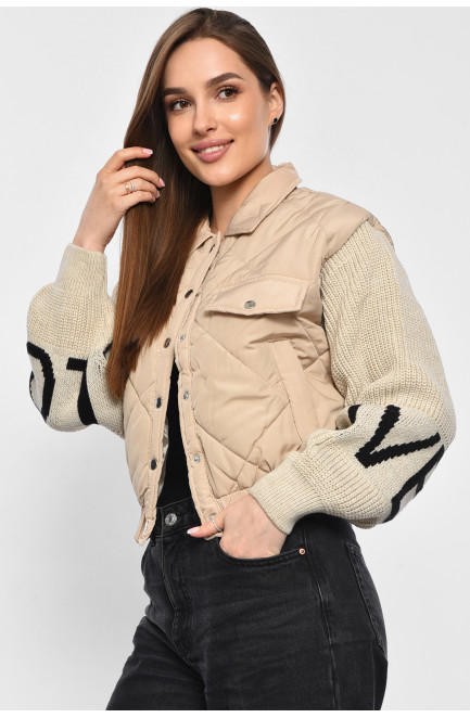 Куртка жіноча демісезонна бежевого кольору 178953L