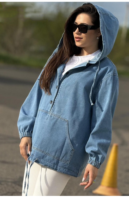 Куртка-анорак жіноча демісезонна напівбатальна блакитного кольору 179142L