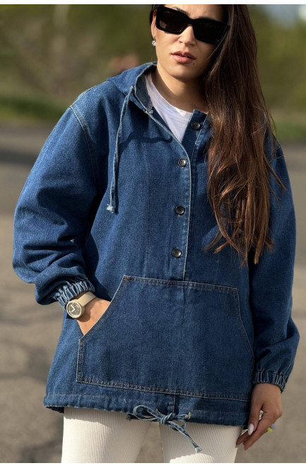 Куртка-анорак жіноча демісезонна напівбатальна синього кольору 179143L