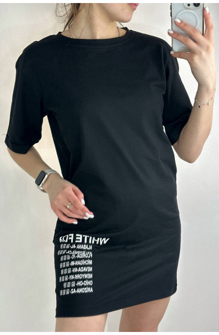 Жіноча туніка з тканини лакоста чорного кольору. 179489L