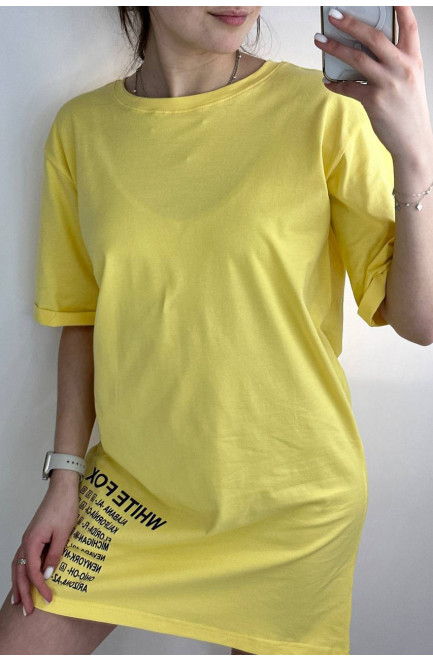 Жіноча туніка з тканини лакоста жовтого кольору. 179490L