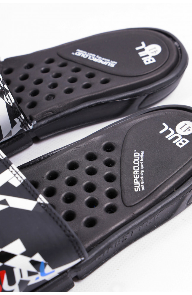 Шлепки мужские черного цвета с геометрическим узором 179499L