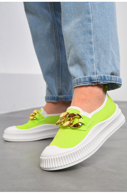 Слипоны женские салатового цвета 180426L