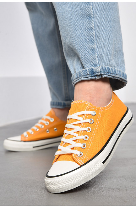 Мокасины женские желтого цвета на шнуровке 180628L