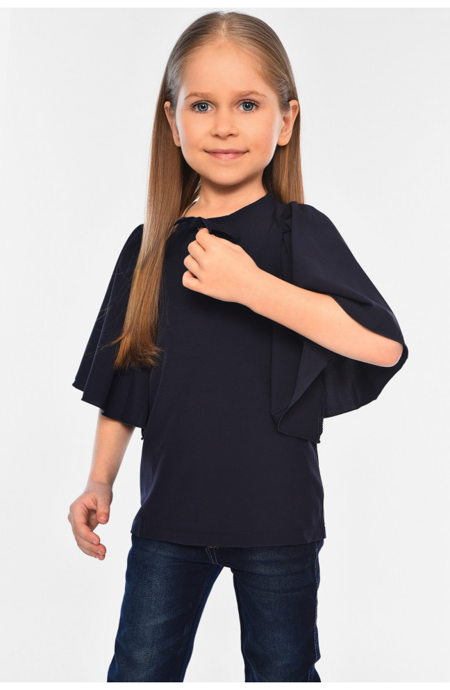 Блуза детская для девочки темно-синего цвета 182839L