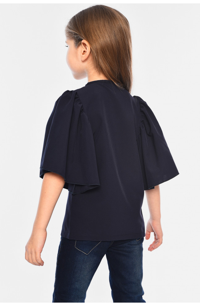 Блуза детская для девочки темно-синего цвета 182839L