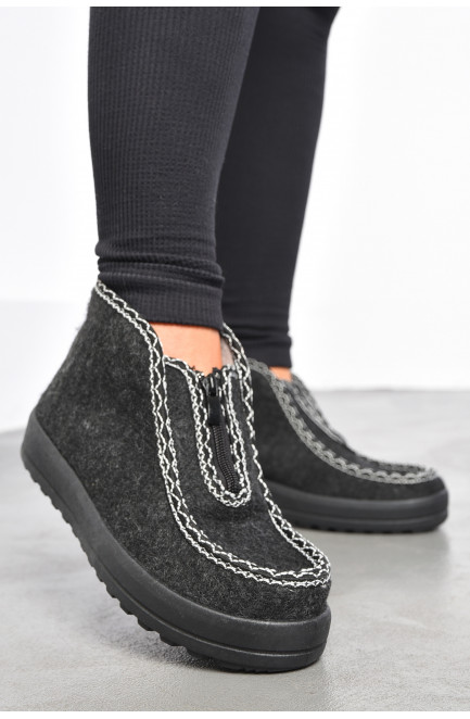Бурки жіночі на хутрі чорно-сірого кольору 184820L