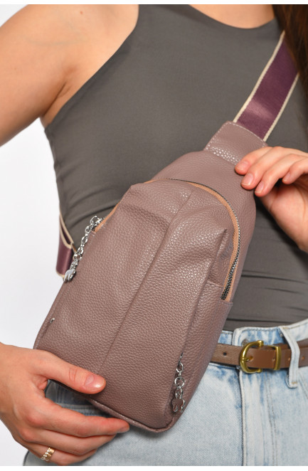 Бананка женская из экокожи пудрового цвета однотонная 185390L