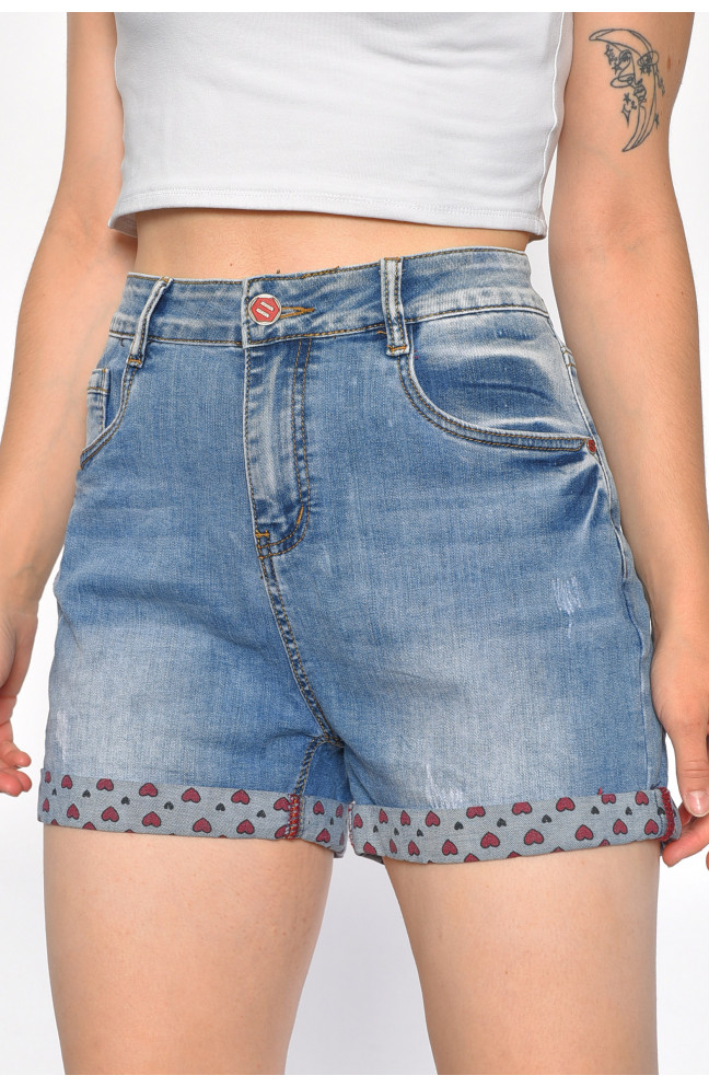Шорты женские джинсовые синего цвета 186072L