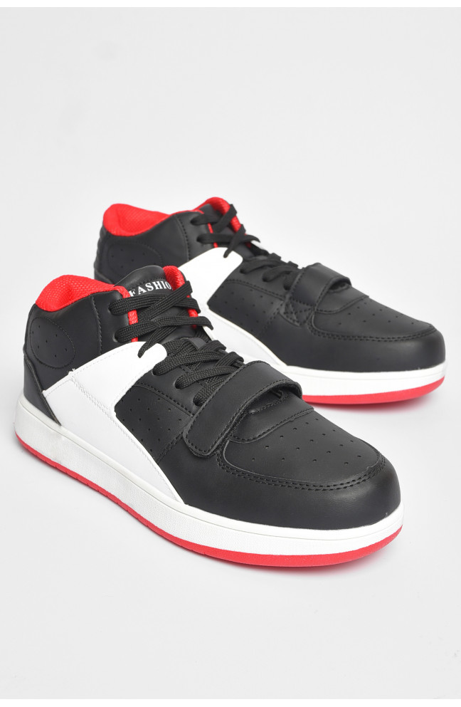 Кроссовки мужские черно-белого цвета на шнуровке 186844L