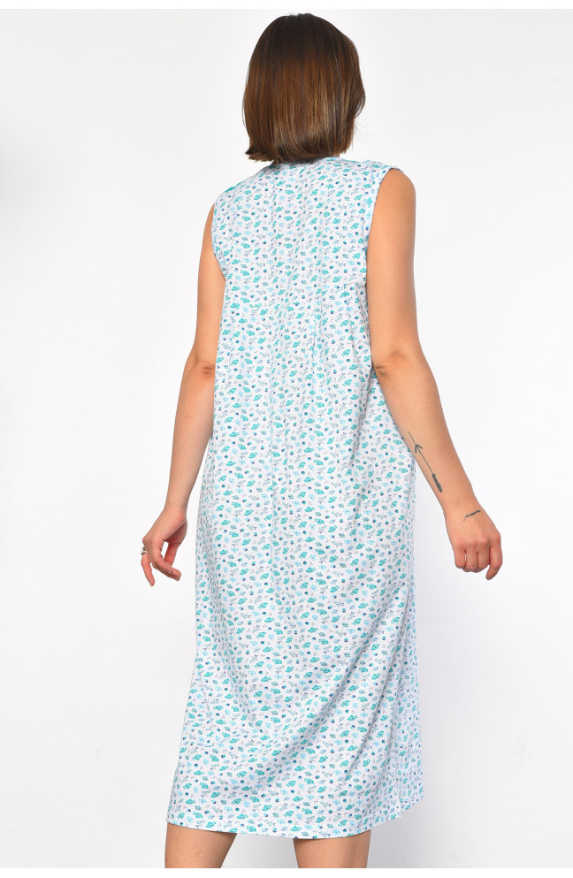 Ночнушка женская полубатальная белого цвета с цветочным принтом 186987L