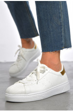 Кроссовки женские белого цвета на шнуровке 187393L