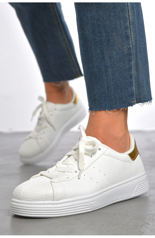 Кроссовки женские белого цвета на шнуровке 187393L