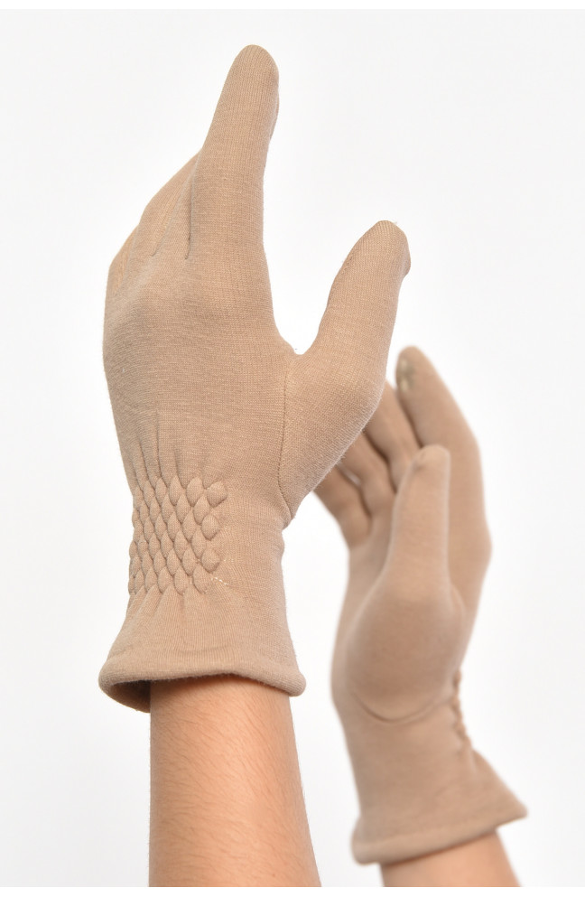 Перчатки женские сенсорные с начесом бежевого  цвета 187442L