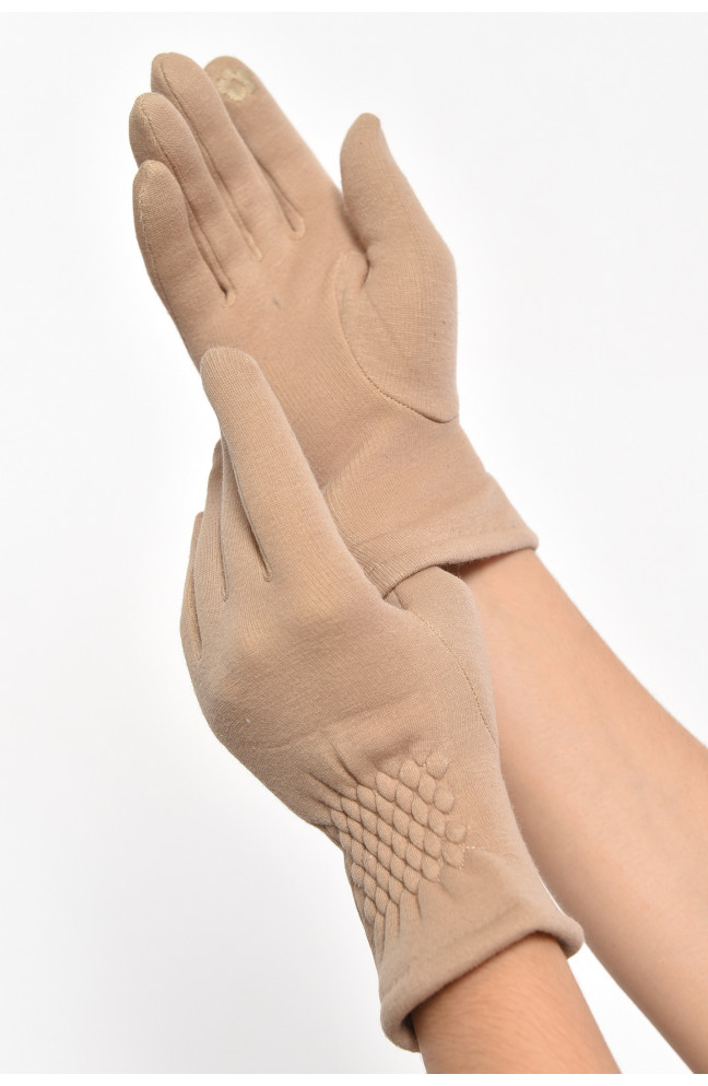 Перчатки женские сенсорные с начесом бежевого  цвета 187442L